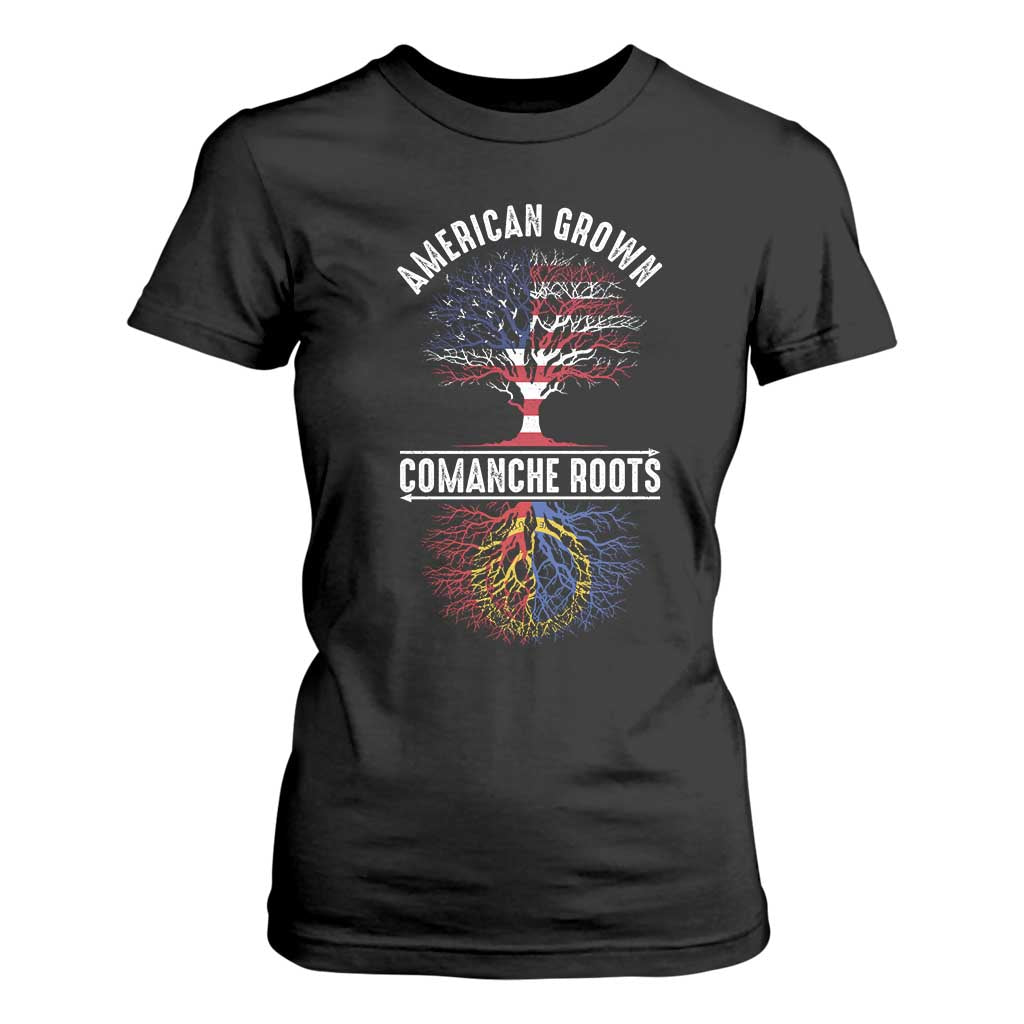 Distressed Tree T Shirt For Women American Grown with Comanche Roots - Print Your Wear
