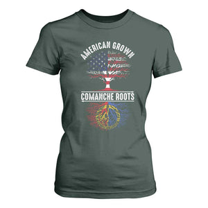 Distressed Tree T Shirt For Women American Grown with Comanche Roots TS14 Dark Forest Green Print Your Wear