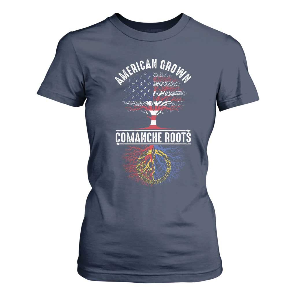 Distressed Tree T Shirt For Women American Grown with Comanche Roots TS14 Navy Print Your Wear