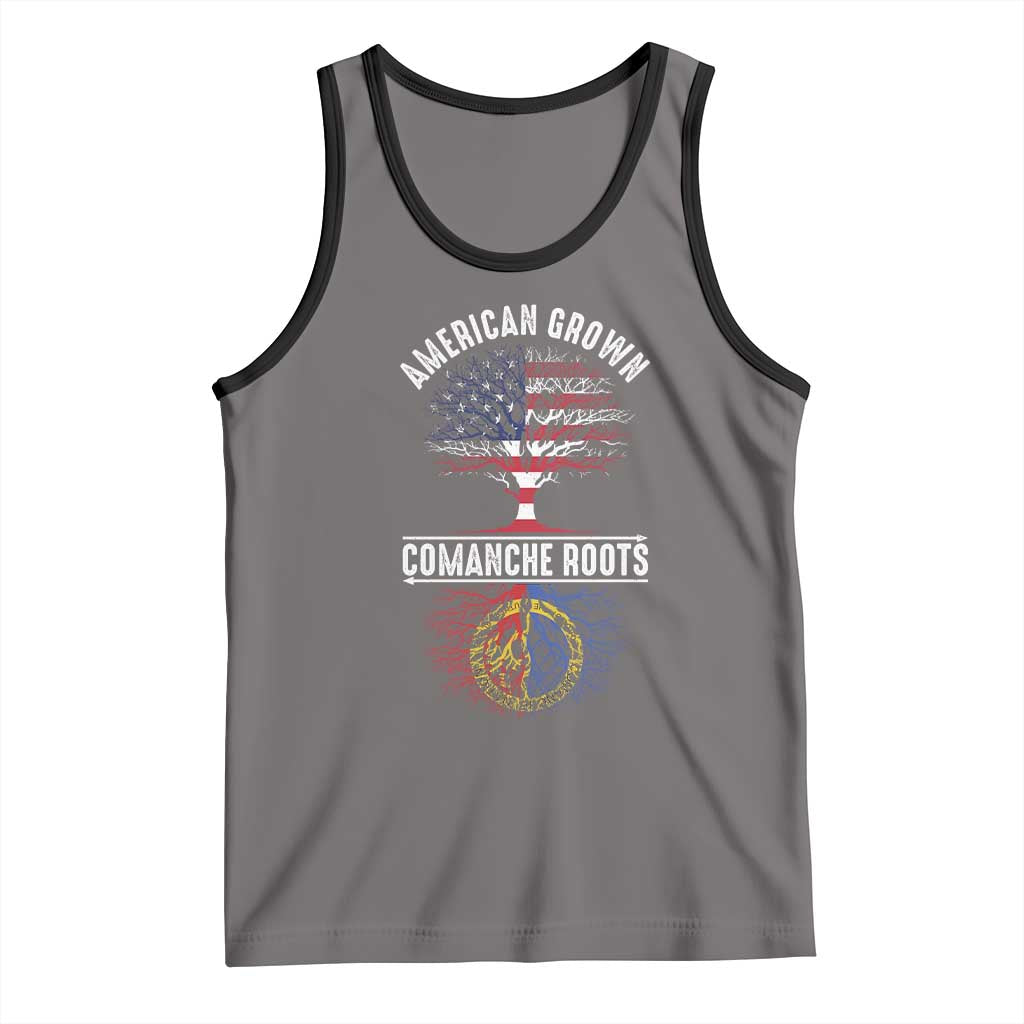 Distressed Tree Tank Top American Grown with Comanche Roots TS14 Deep Heather Black Print Your Wear