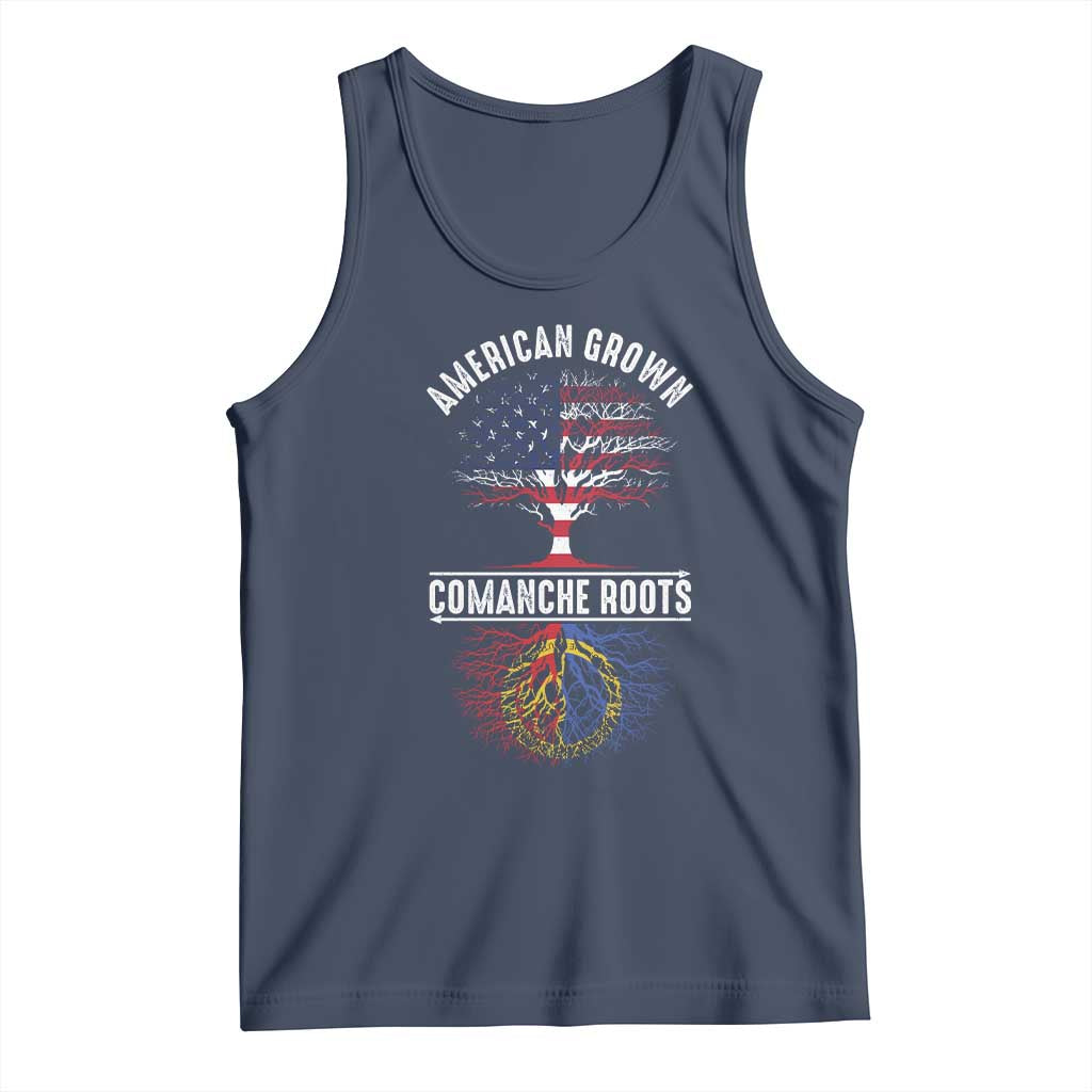Distressed Tree Tank Top American Grown with Comanche Roots TS14 Navy Print Your Wear