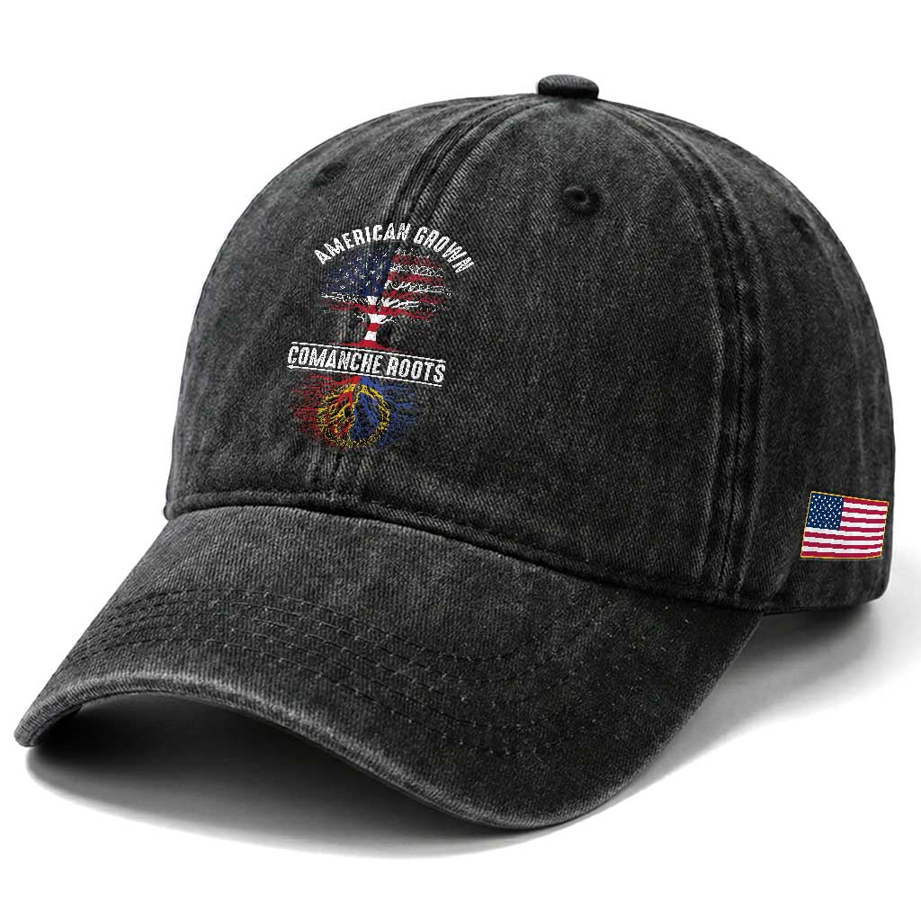Distressed Tree Washed Cotton Baseball Cap American Grown with Comanche Roots TS14 Print Your Wear