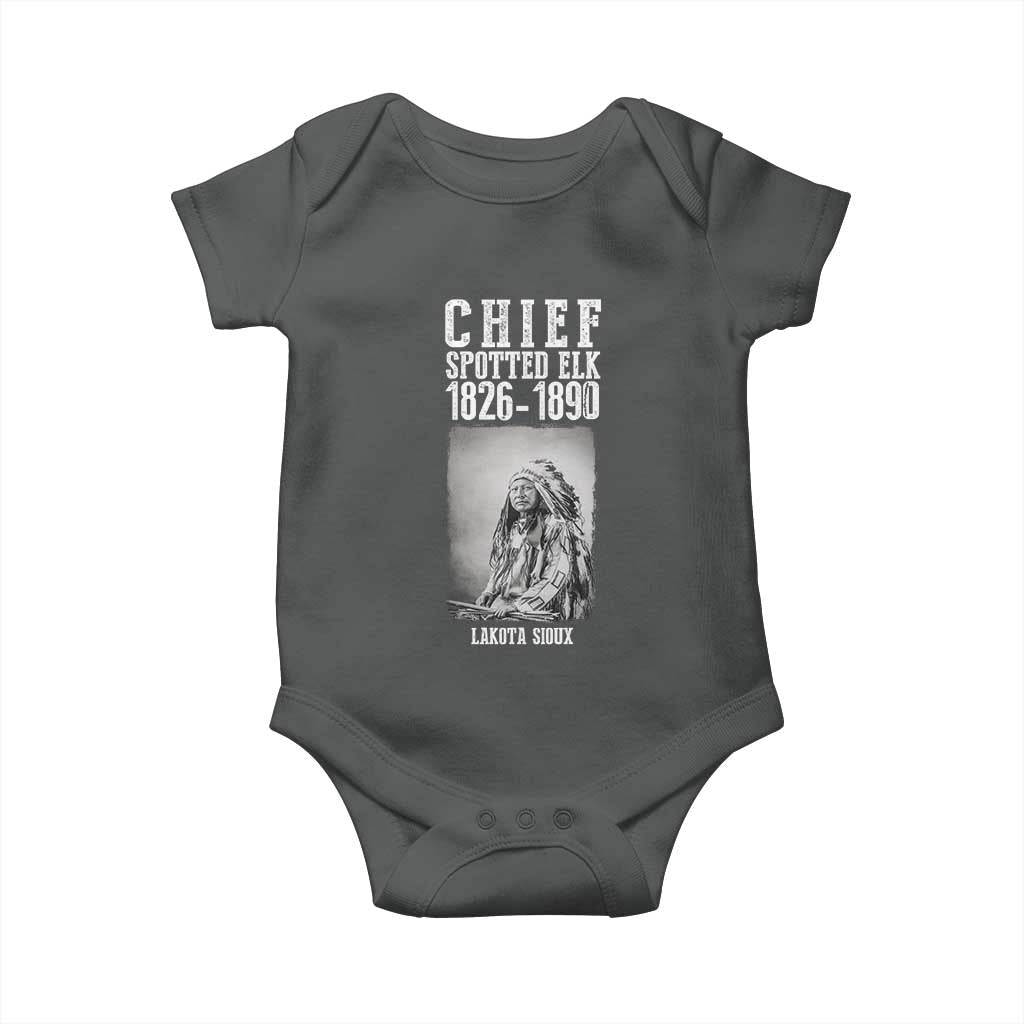 Native American Indian Chief Baby Onesie Lakota Sioux Chief Spotted Elk TS14 Dark Heather Print Your Wear