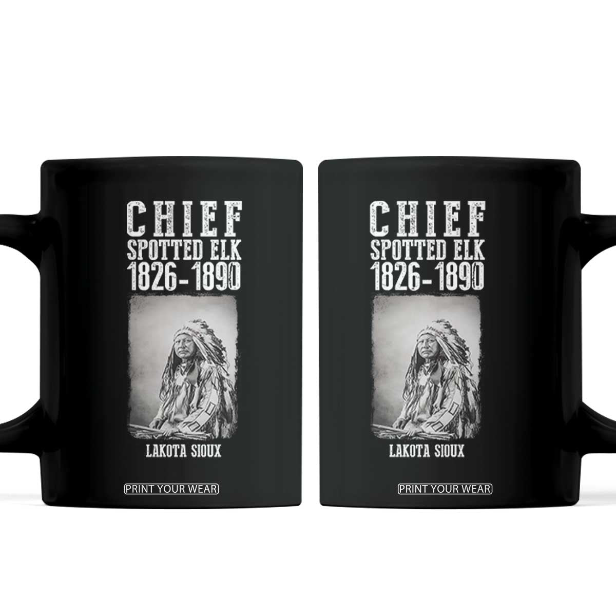Native American Indian Chief Coffee Mug Lakota Sioux Chief Spotted Elk TS14 Black Print Your Wear