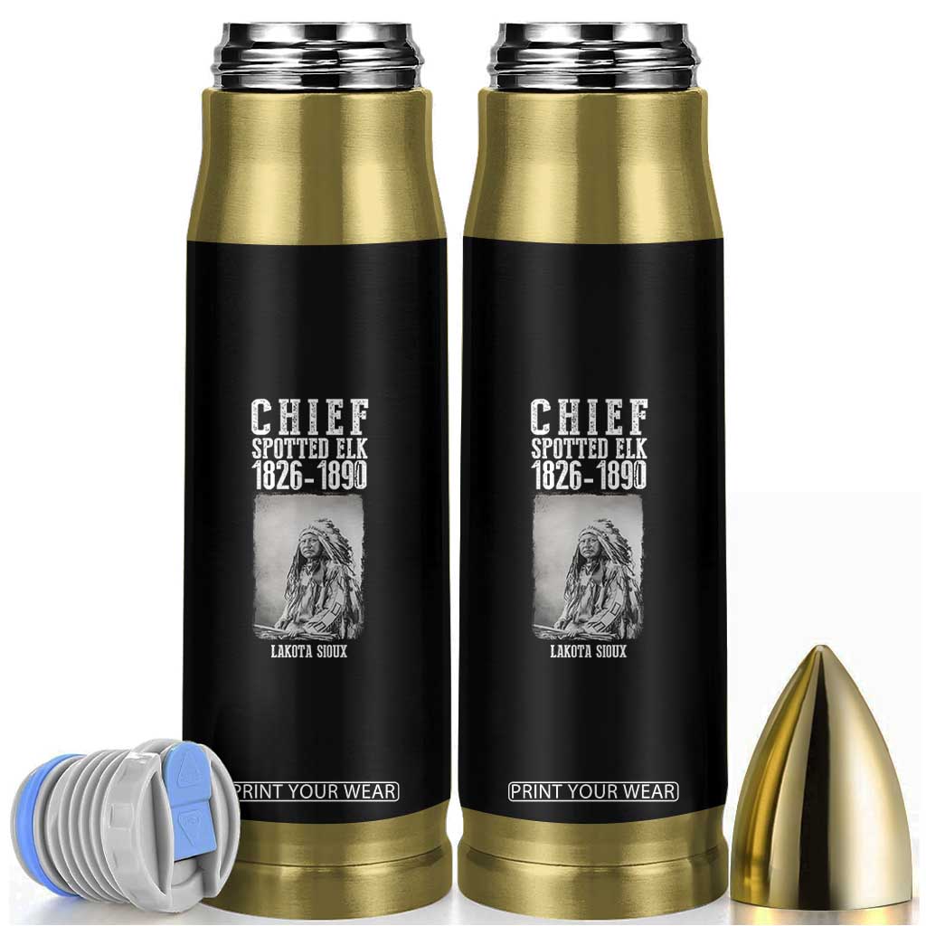 Native American Indian Chief Bullet Tumbler Lakota Sioux Chief Spotted Elk TS14 Black Print Your Wear