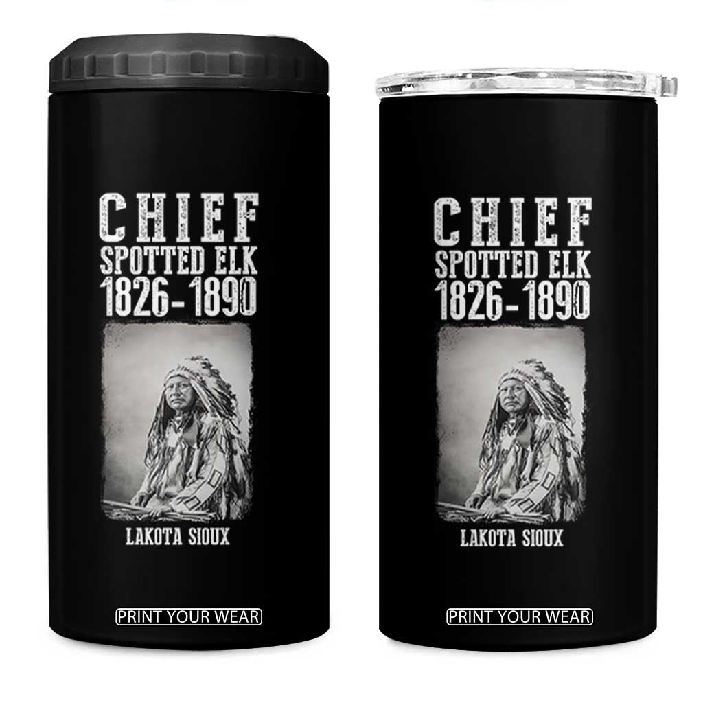 Native American Indian Chief 4 in 1 Can Cooler Tumbler Lakota Sioux Chief Spotted Elk TS14 One Size: 16 oz Black Print Your Wear