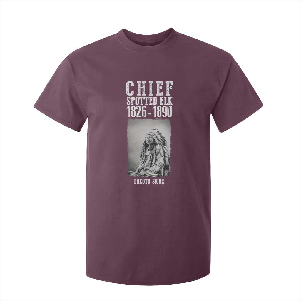 Native American Indian Chief T Shirt For Kid Lakota Sioux Chief Spotted Elk TS14 Maroon Print Your Wear