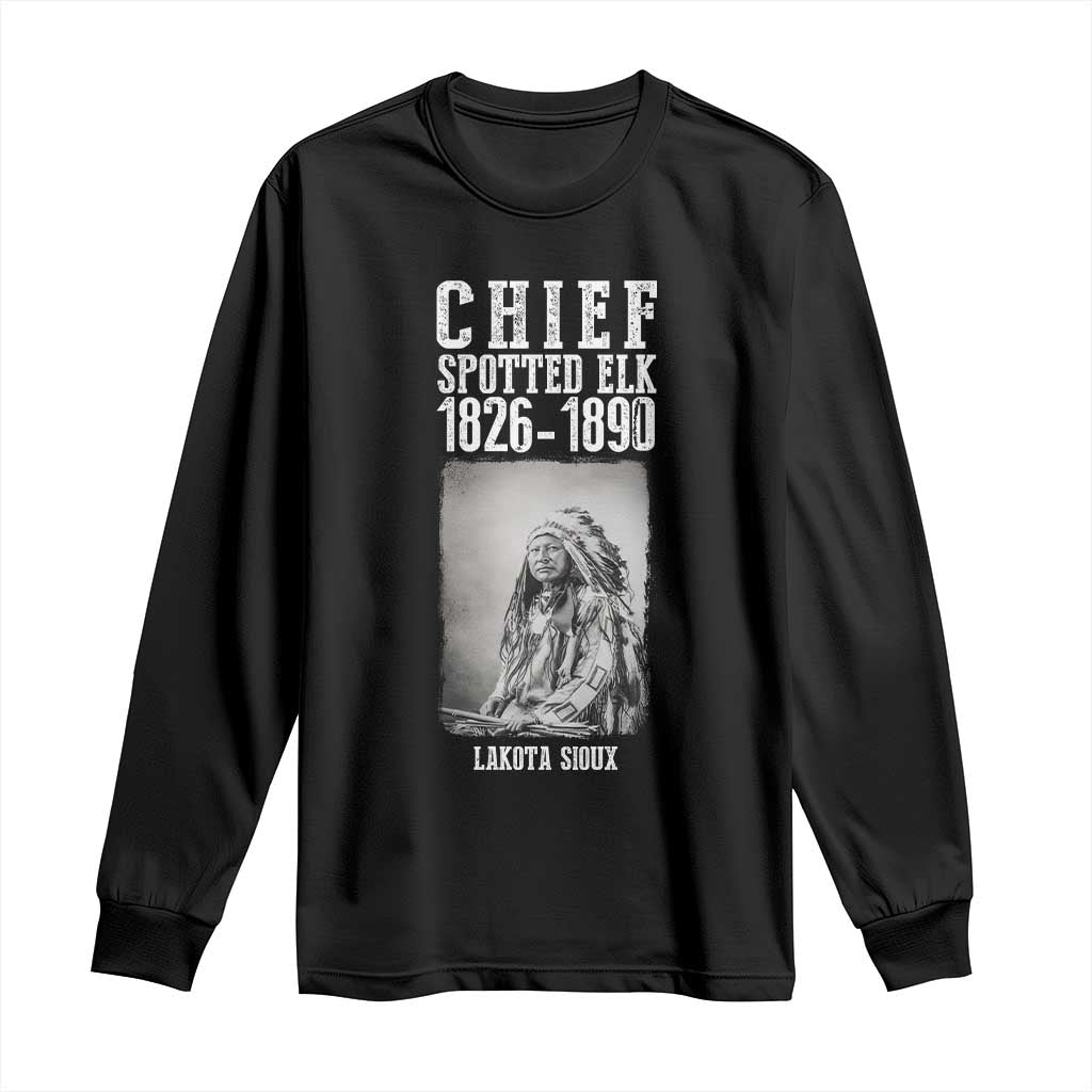 Native American Indian Chief Long Sleeve Shirt Lakota Sioux Chief Spotted Elk TS14 Black Print Your Wear