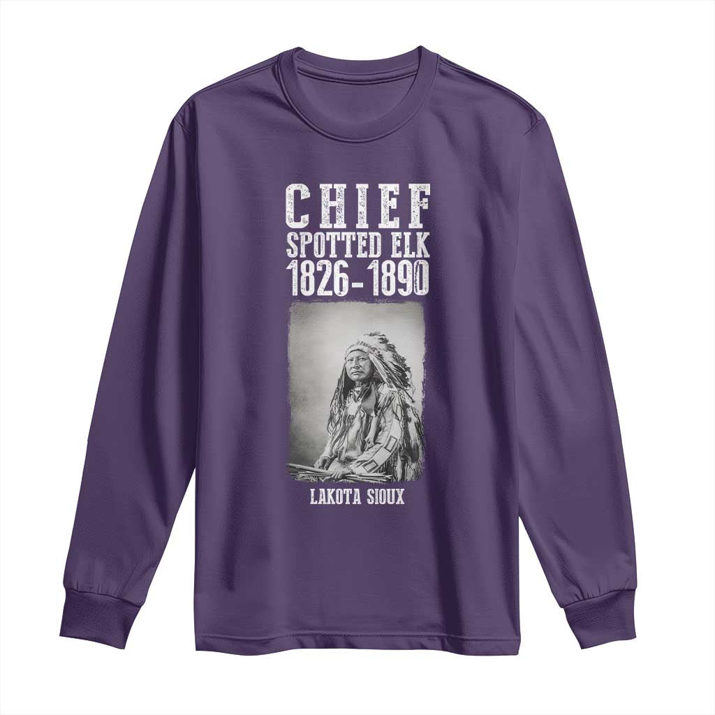 Native American Indian Chief Long Sleeve Shirt Lakota Sioux Chief Spotted Elk TS14 Purple Print Your Wear