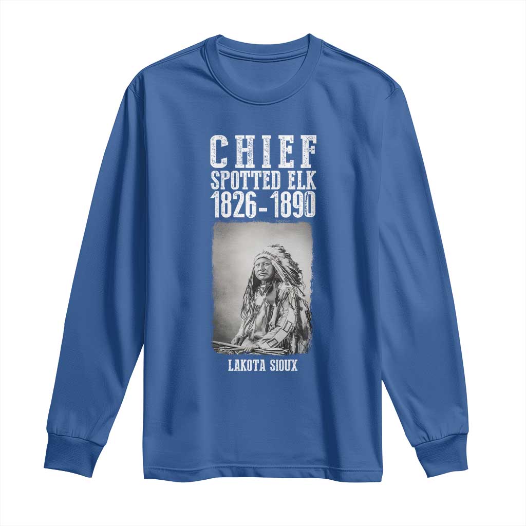 Native American Indian Chief Long Sleeve Shirt Lakota Sioux Chief Spotted Elk TS14 Royal Blue Print Your Wear