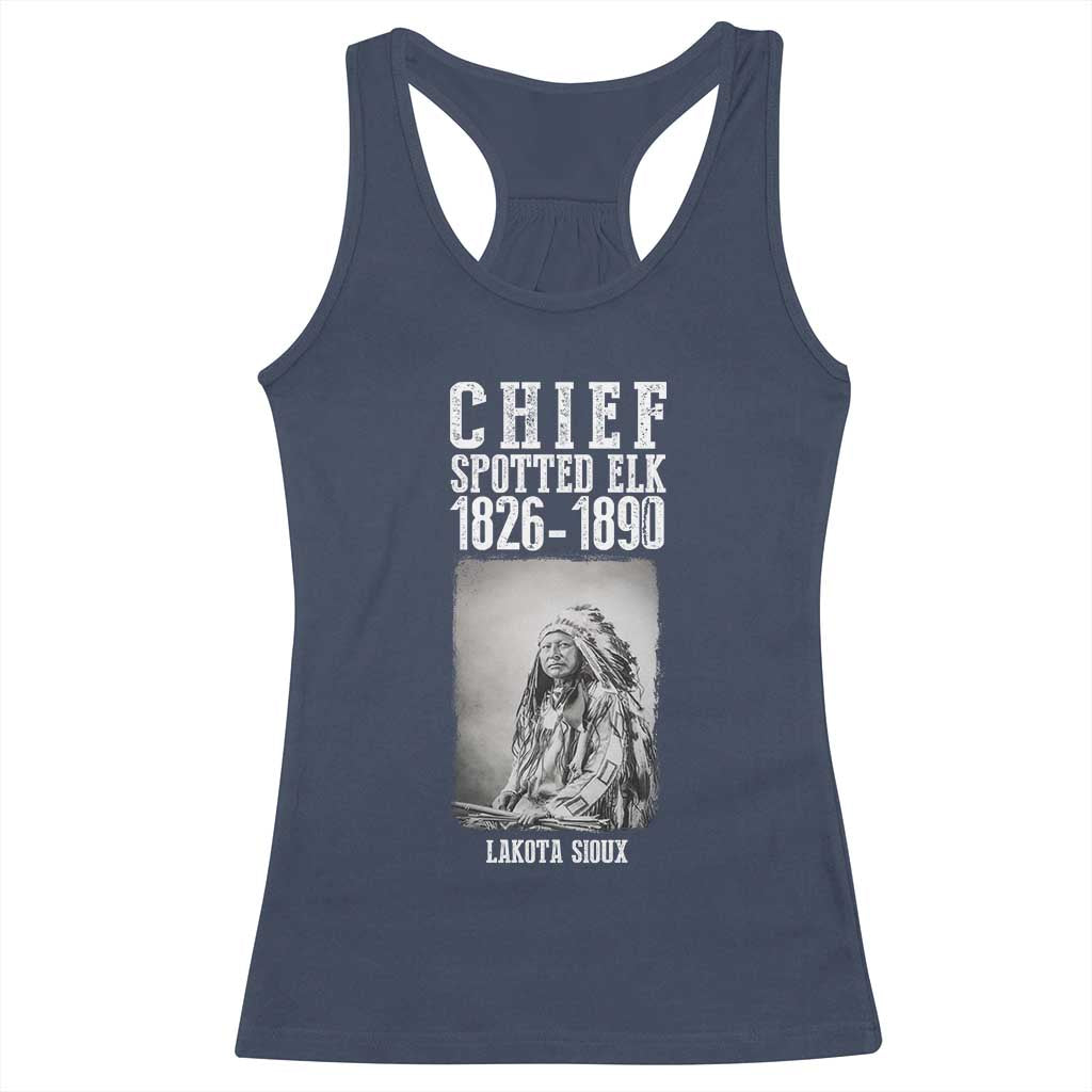 Native American Indian Chief Racerback Tank Top Lakota Sioux Chief Spotted Elk TS14 Navy Print Your Wear