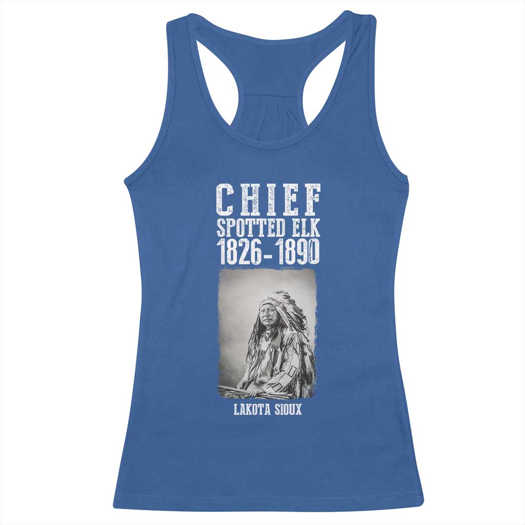 Native American Indian Chief Racerback Tank Top Lakota Sioux Chief Spotted Elk TS14 Royal Blue Print Your Wear