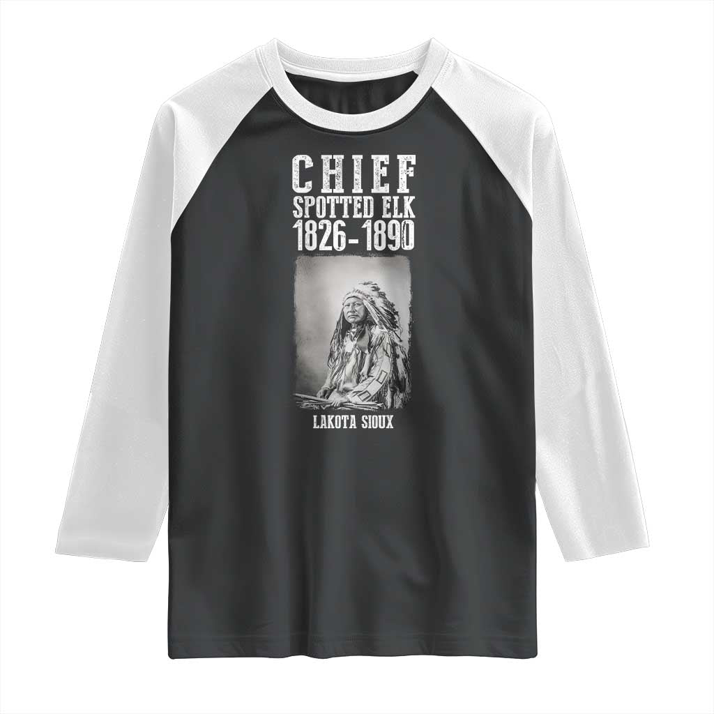 Native American Indian Chief Raglan Shirt Lakota Sioux Chief Spotted Elk TS14 Black White Print Your Wear
