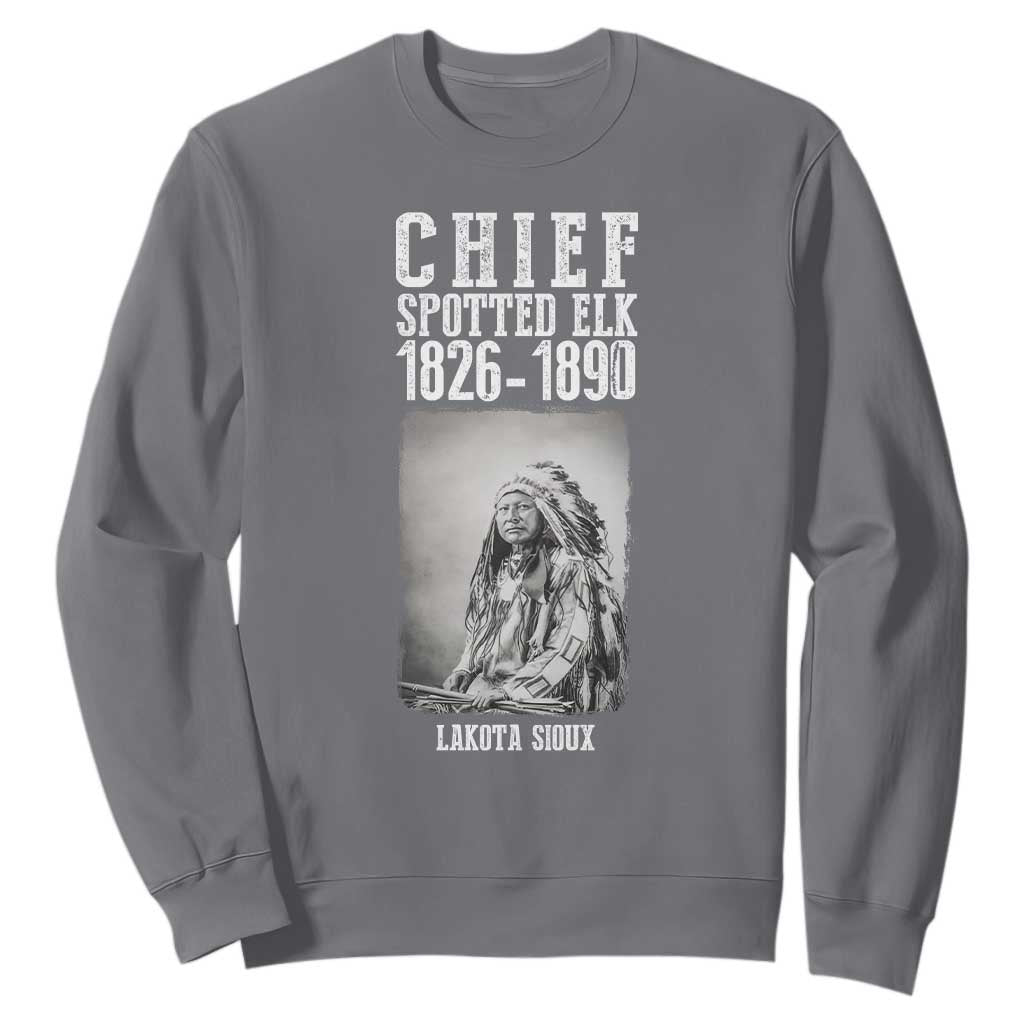 Native American Indian Chief Sweatshirt Lakota Sioux Chief Spotted Elk TS14 Charcoal Print Your Wear