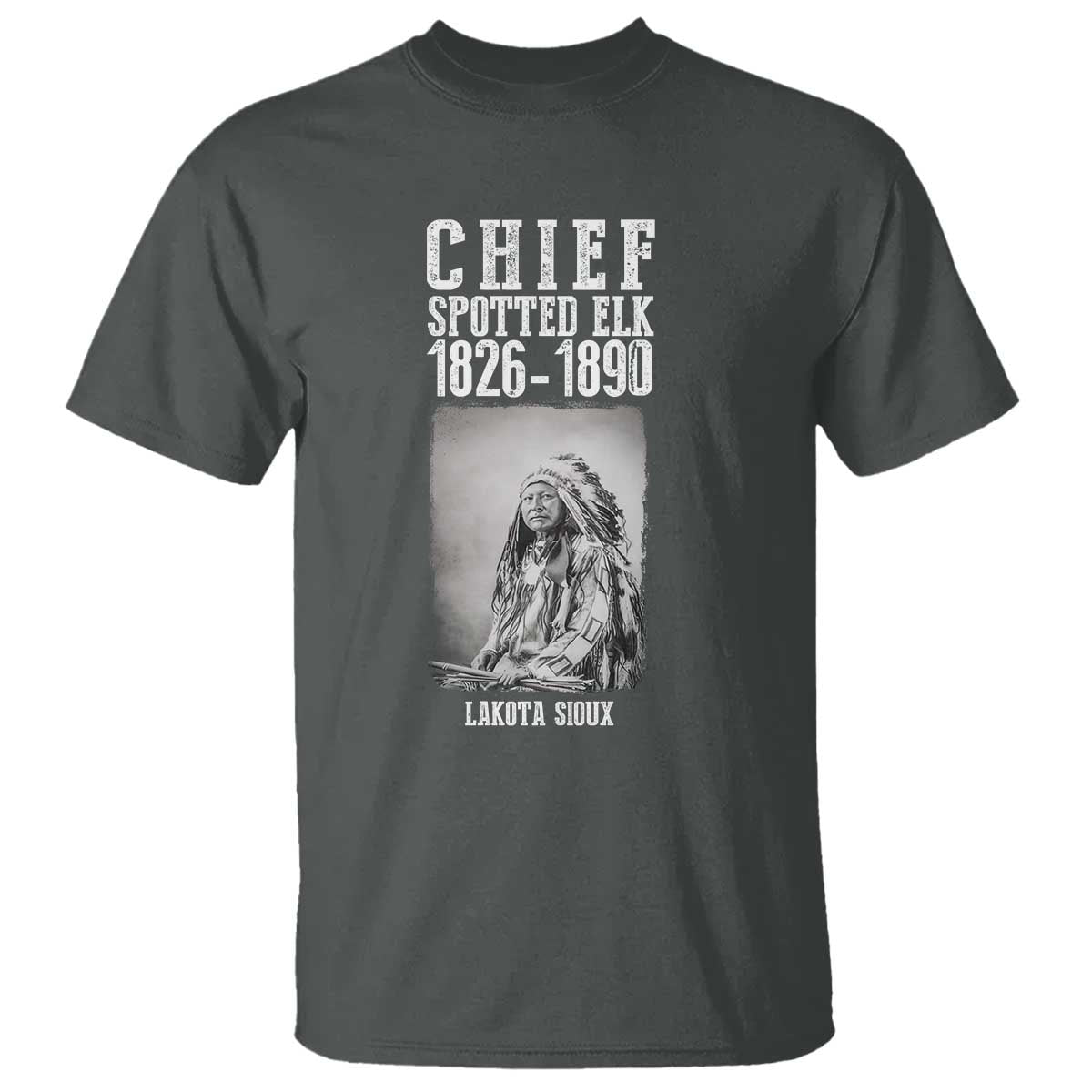 Native American Indian Chief T Shirt Lakota Sioux Chief Spotted Elk TS14 Dark Heather Print Your Wear