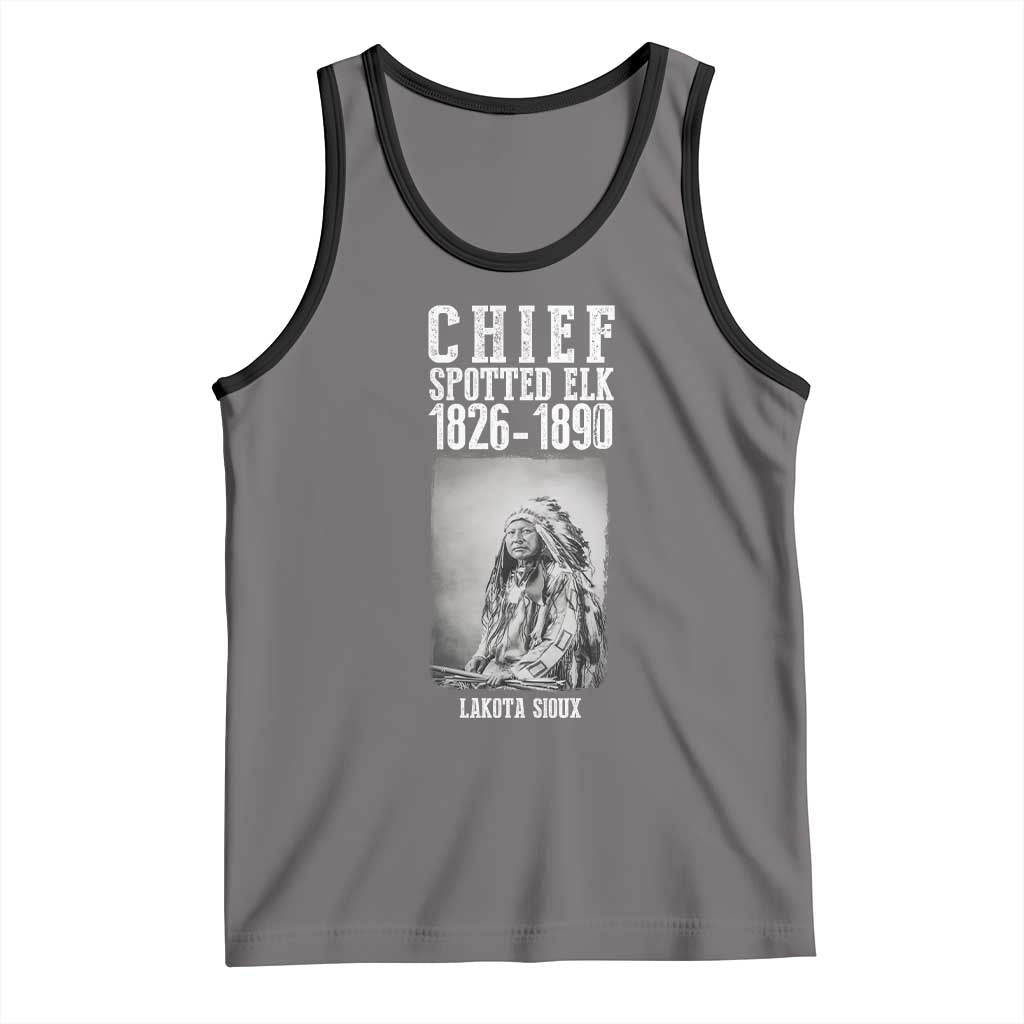 Native American Indian Chief Tank Top Lakota Sioux Chief Spotted Elk TS14 Deep Heather Black Print Your Wear
