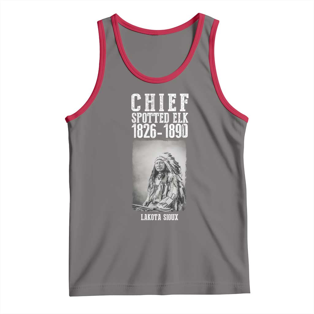 Native American Indian Chief Tank Top Lakota Sioux Chief Spotted Elk TS14 Deep Heather Red Print Your Wear
