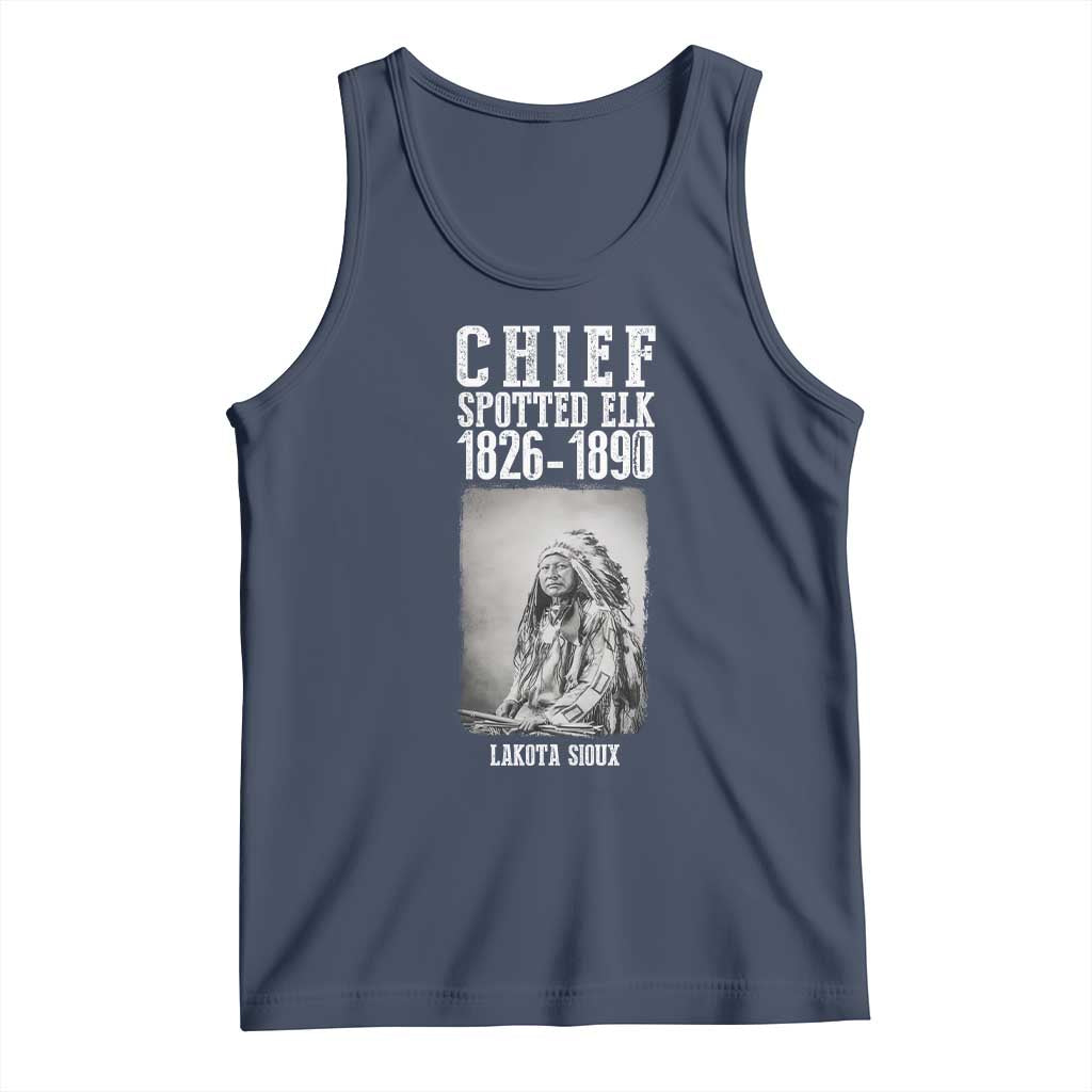 Native American Indian Chief Tank Top Lakota Sioux Chief Spotted Elk TS14 Navy Print Your Wear