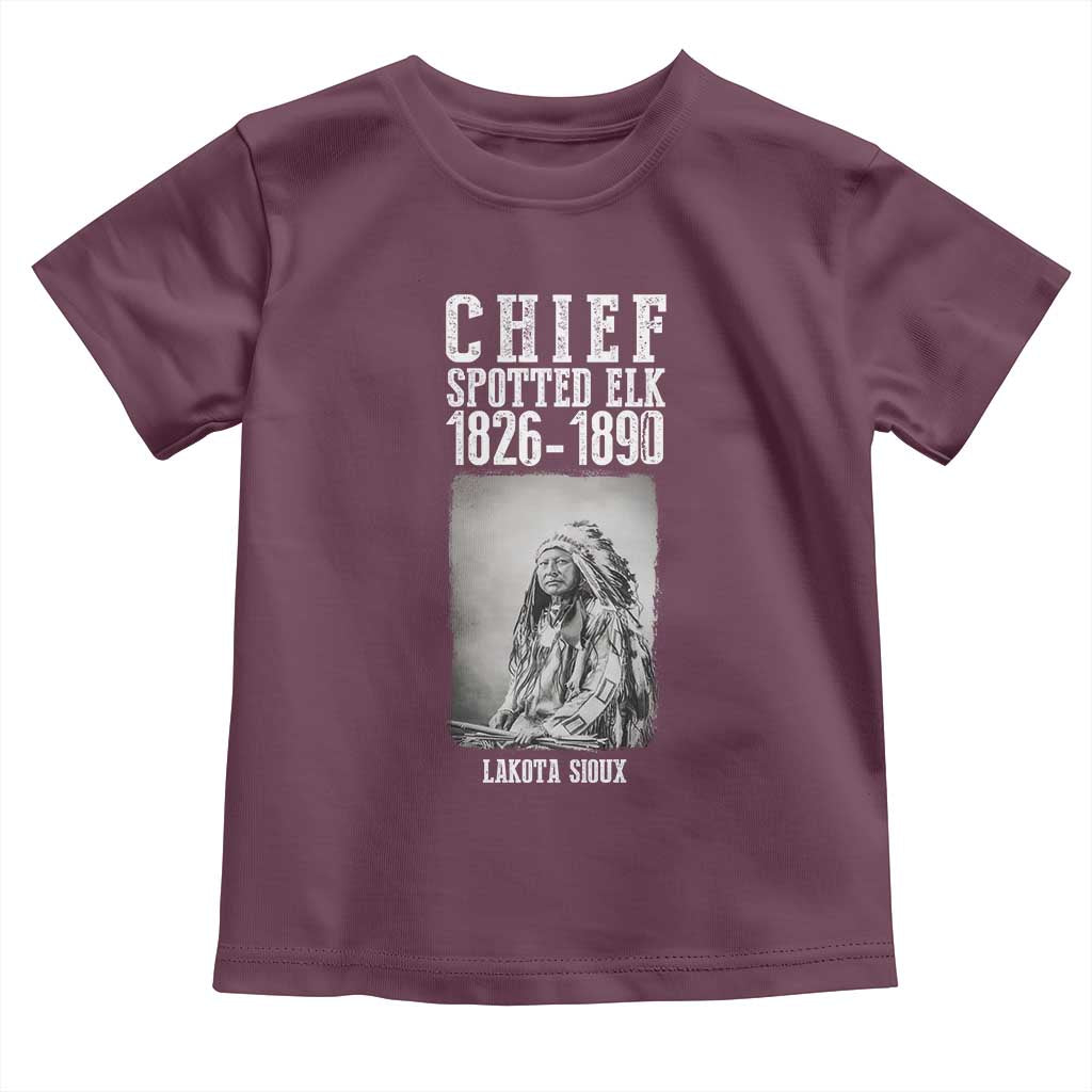 Native American Indian Chief Toddler T Shirt Lakota Sioux Chief Spotted Elk TS14 Maroon Print Your Wear