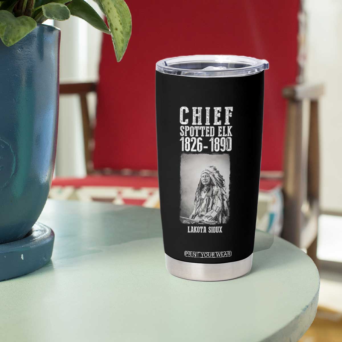 Native American Indian Chief Tumbler Cup Lakota Sioux Chief Spotted Elk TS14 Print Your Wear
