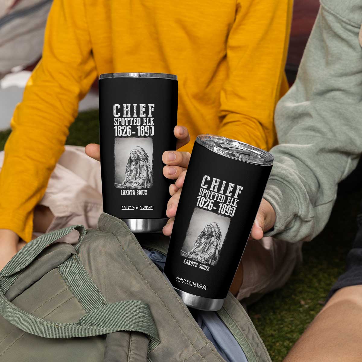 Native American Indian Chief Tumbler Cup Lakota Sioux Chief Spotted Elk TS14 Print Your Wear