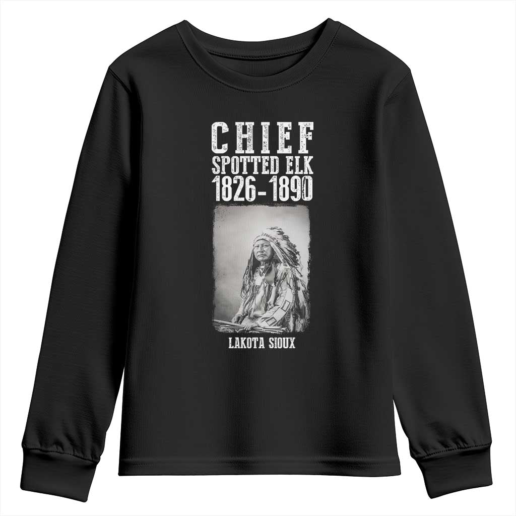 Native American Indian Chief Youth Sweatshirt Lakota Sioux Chief Spotted Elk TS14 Black Print Your Wear