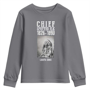 Native American Indian Chief Youth Sweatshirt Lakota Sioux Chief Spotted Elk TS14 Charcoal Print Your Wear