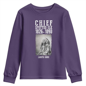 Native American Indian Chief Youth Sweatshirt Lakota Sioux Chief Spotted Elk TS14 Purple Print Your Wear