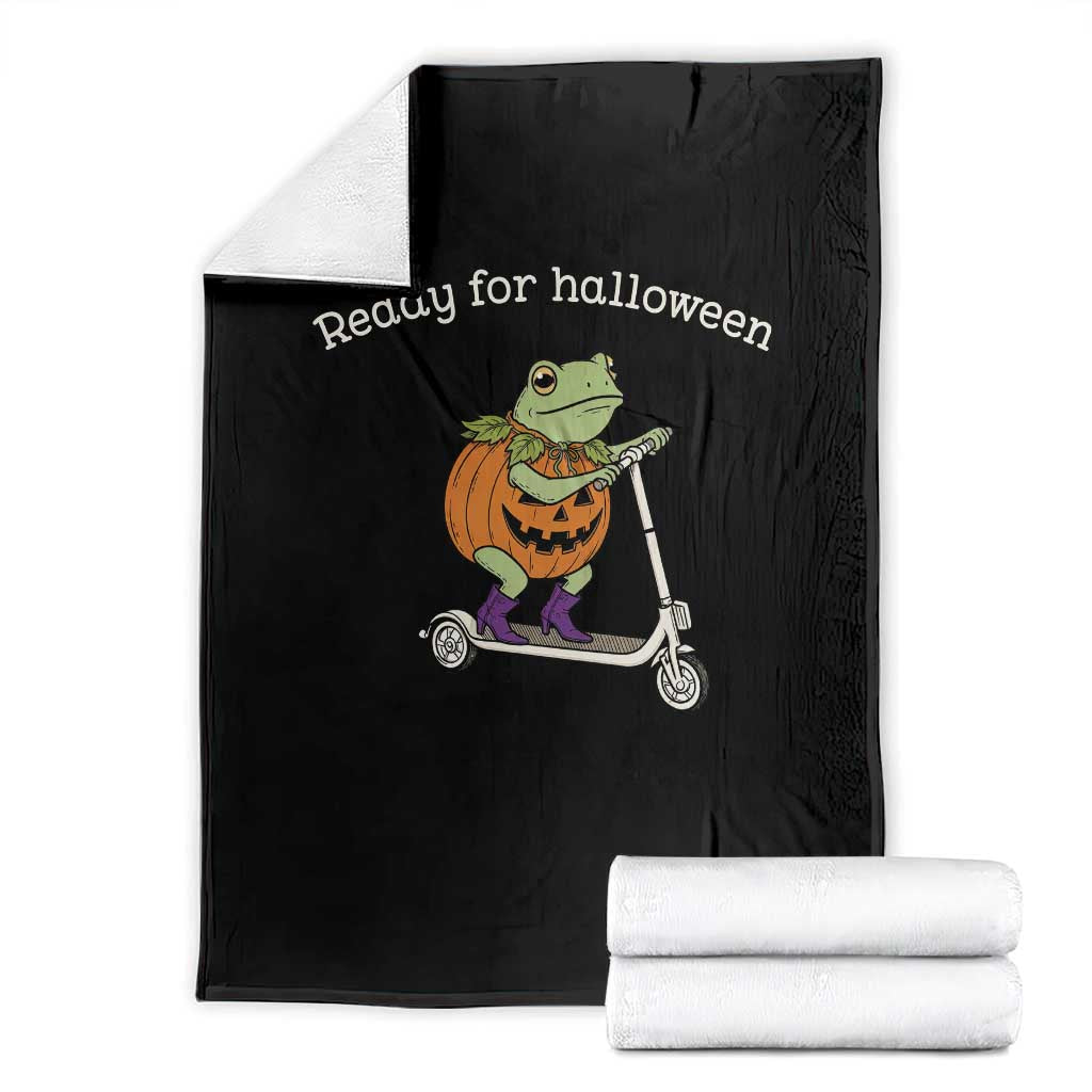 Ready For Halloween Frog Throw Blanket Funny Frog Scooter Pumpkin Costume Gift TS14 Black Print Your Wear