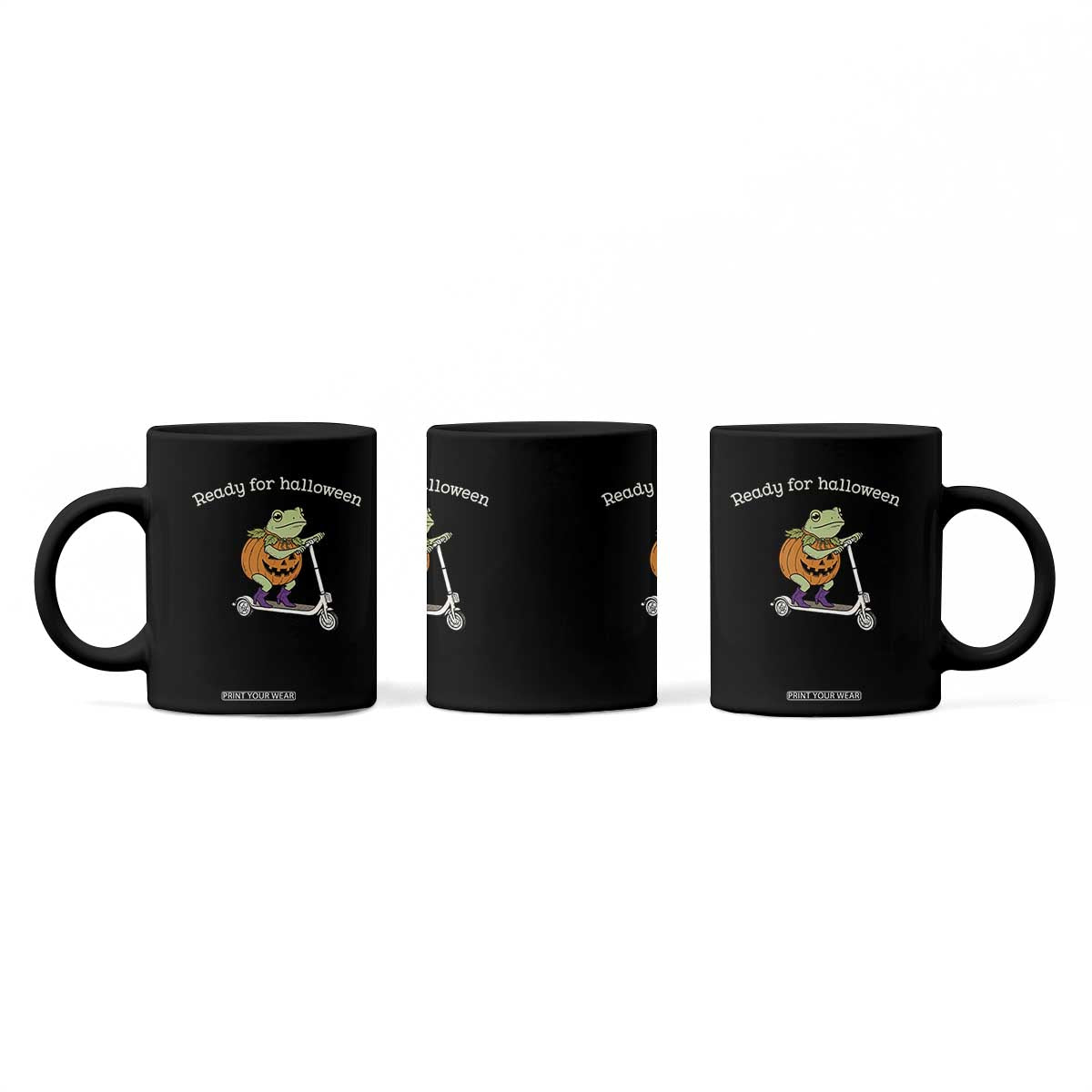 Ready For Halloween Frog Coffee Mug Funny Frog Scooter Pumpkin Costume Gift TS14 Print Your Wear