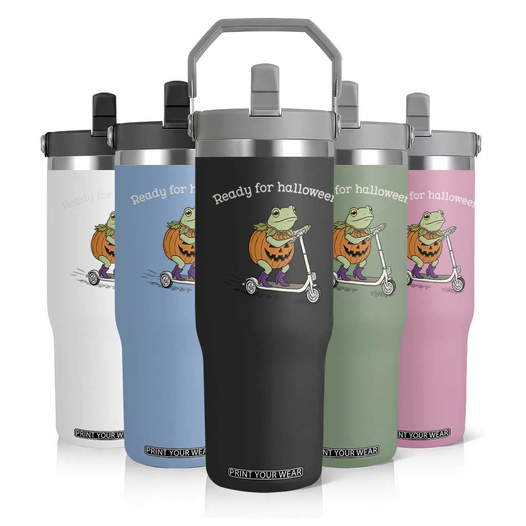 Ready For Halloween Frog Flip Straw Tumbler Funny Frog Scooter Pumpkin Costume Gift TS14 Print Your Wear