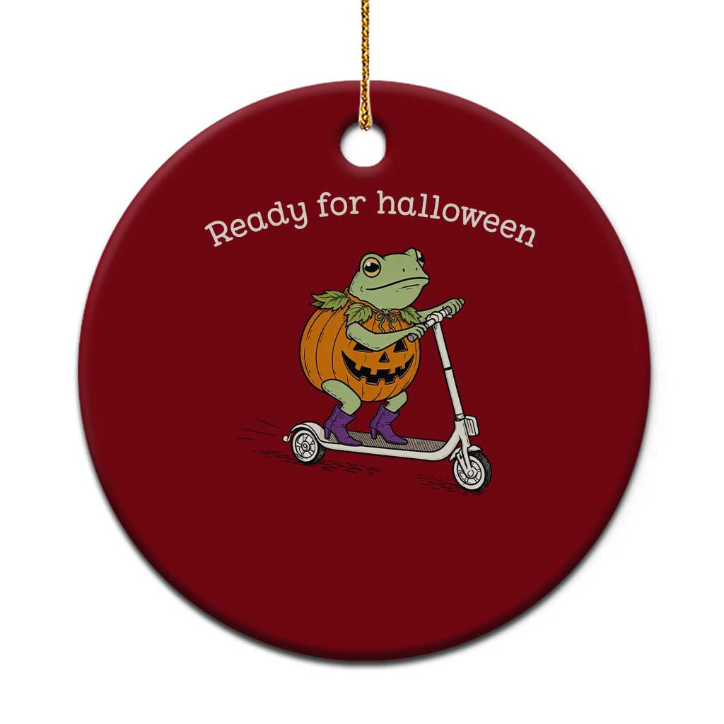Ready For Halloween Frog Ceramic Ornament Funny Frog Scooter Pumpkin Costume Gift TS14 1pc Red Print Your Wear