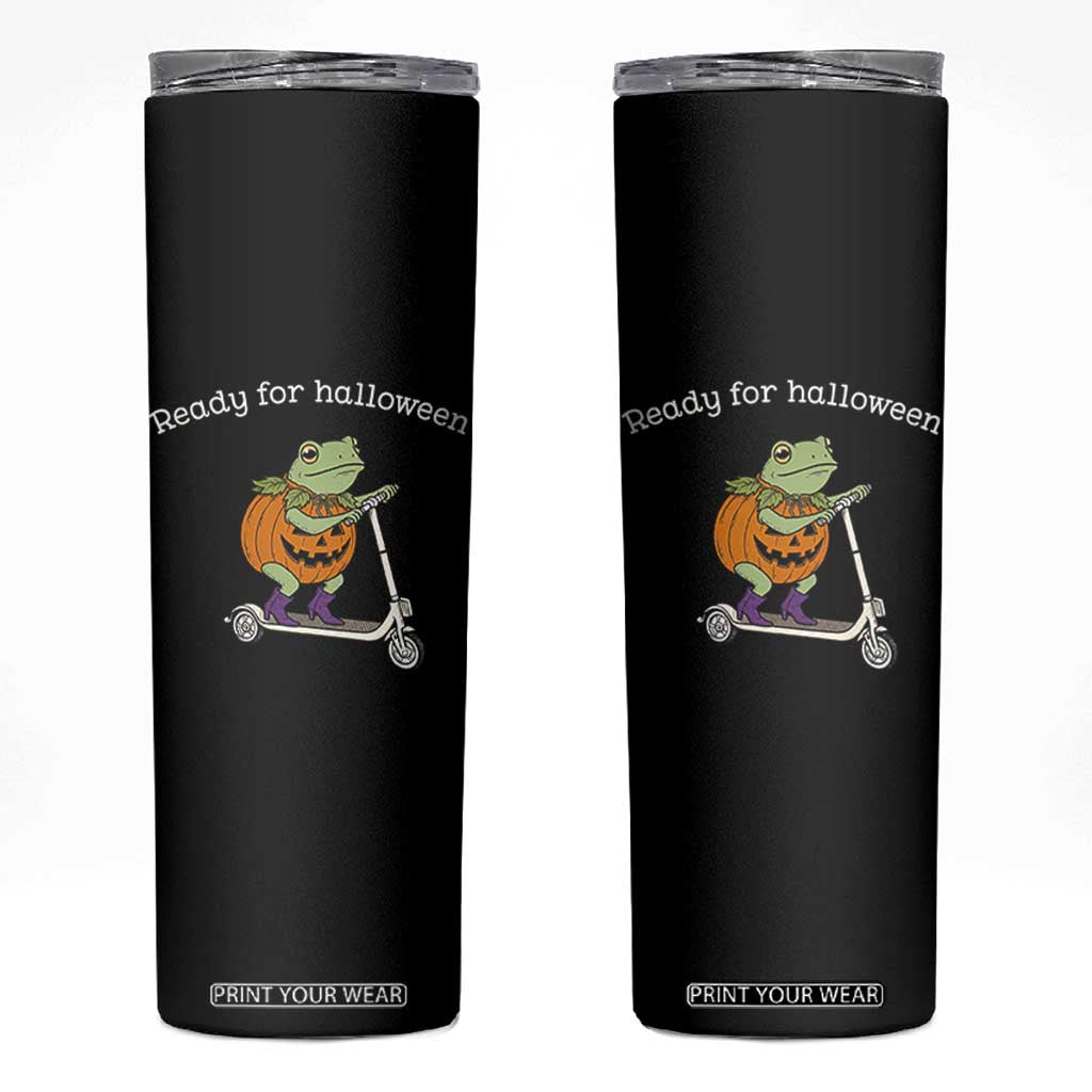 Ready For Halloween Frog Skinny Tumbler Funny Frog Scooter Pumpkin Costume Gift TS14 Black Print Your Wear