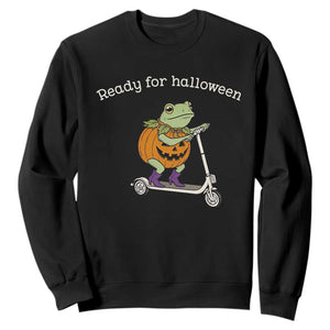 Ready For Halloween Frog Sweatshirt Funny Frog Scooter Pumpkin Costume Gift TS14 Black Print Your Wear