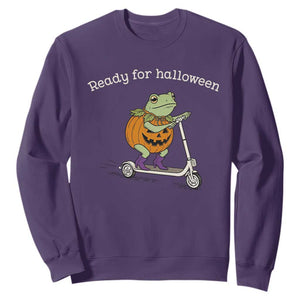 Ready For Halloween Frog Sweatshirt Funny Frog Scooter Pumpkin Costume Gift TS14 Purple Print Your Wear