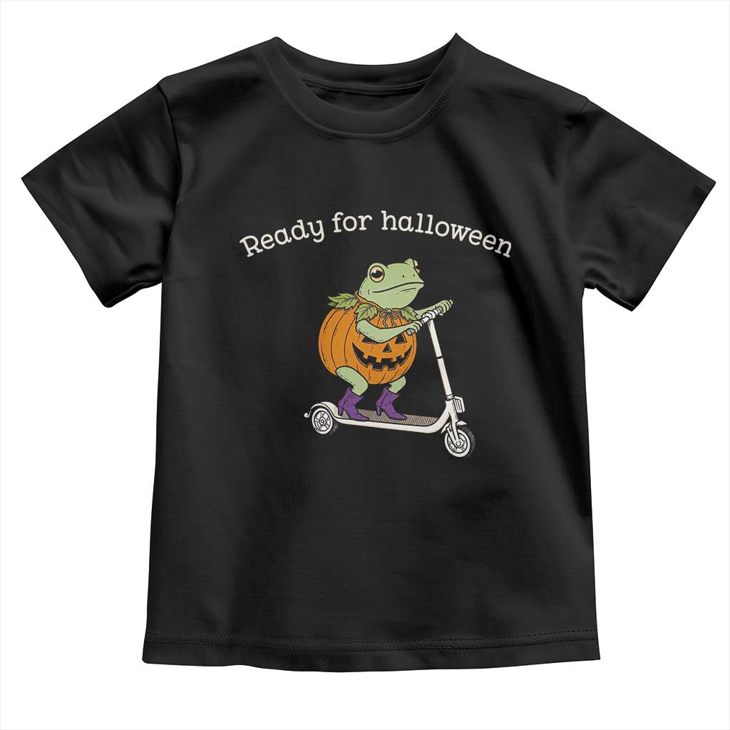 Ready For Halloween Frog Toddler T Shirt Funny Frog Scooter Pumpkin Costume Gift TS14 Black Print Your Wear