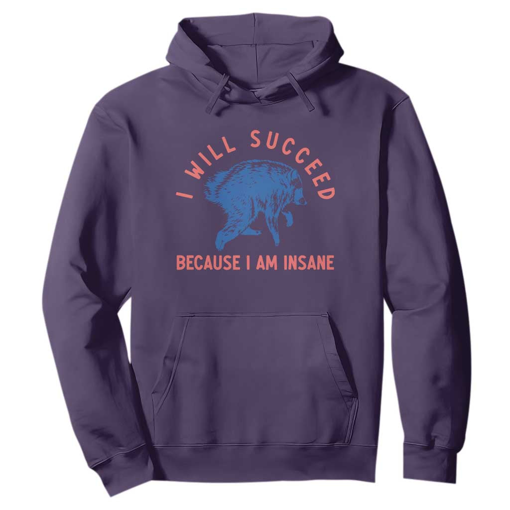 I Will Succeed Because I Am Insane Hoodie Funny Jimothy Raccoon Meme