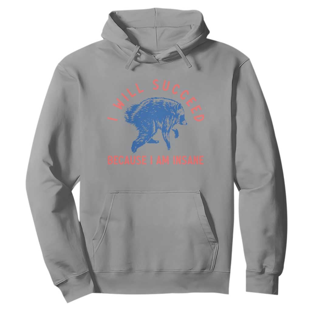 I Will Succeed Because I Am Insane Hoodie Funny Jimothy Raccoon Meme