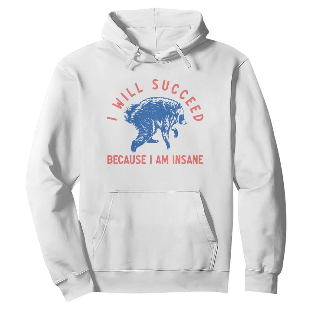 I Will Succeed Because I Am Insane Hoodie Funny Jimothy Raccoon Meme