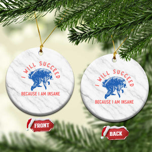 I Will Succeed Because I Am Insane Ceramic Ornament Funny Jimothy Raccoon Meme