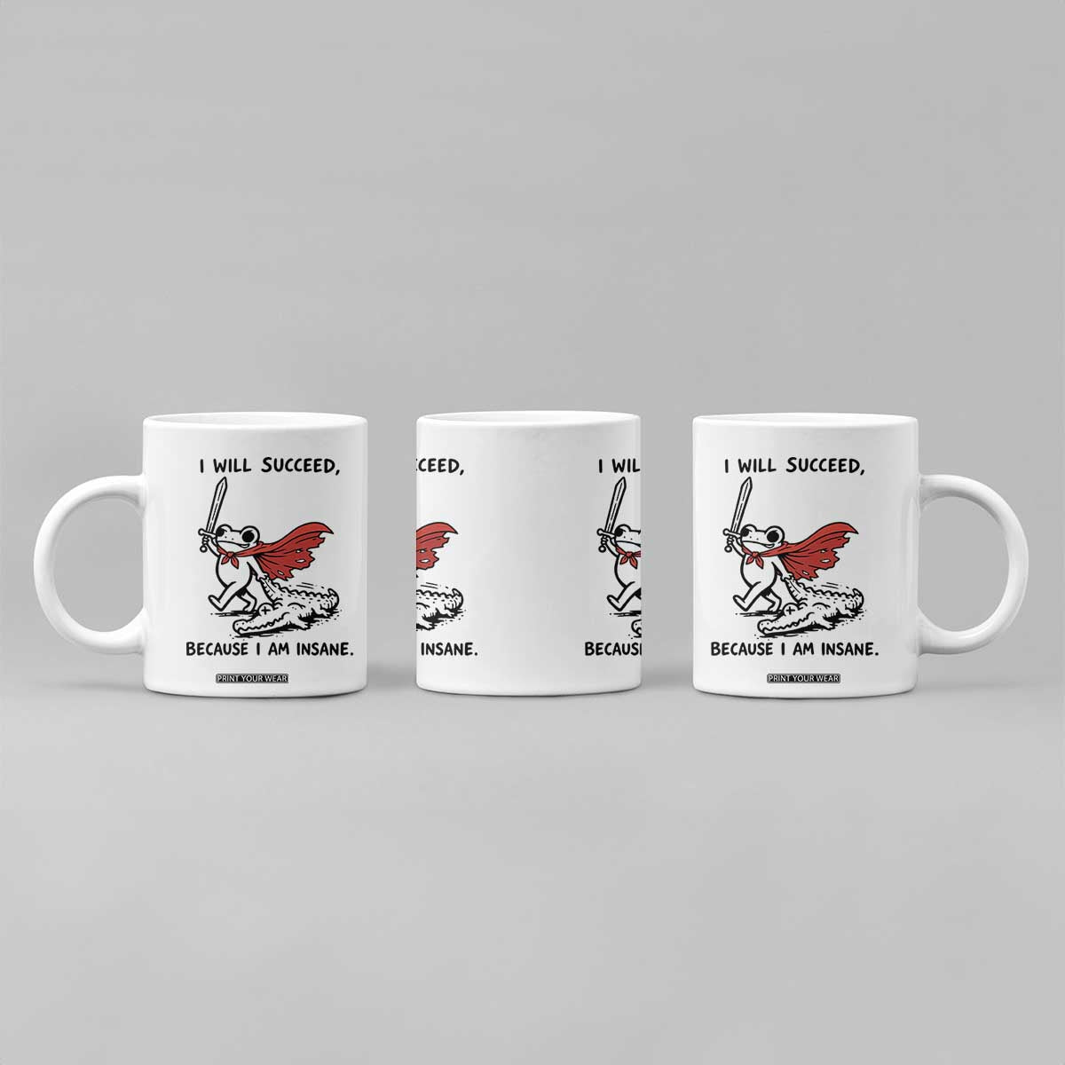 I Will Succeed Because I Am Insane Coffee Mug Funny Frog Sarcastic Humor
