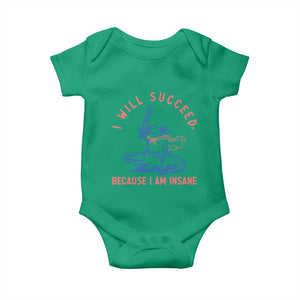 I Will Succeed Because I Am Insane Baby Onesie Funny Frog Riding Crocodile Sarcastic Humor