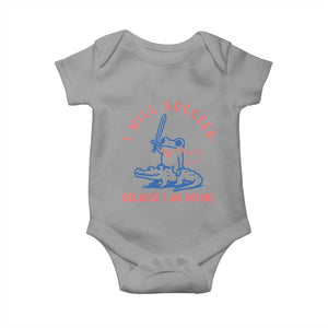 I Will Succeed Because I Am Insane Baby Onesie Funny Frog Riding Crocodile Sarcastic Humor