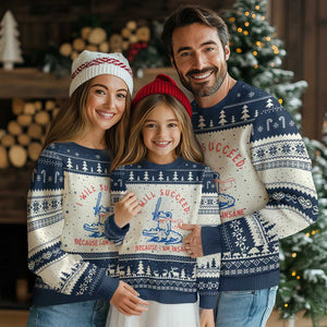 I Will Succeed Because I Am Insane Ugly Christmas Sweater Funny Frog Riding Crocodile Sarcastic Humor