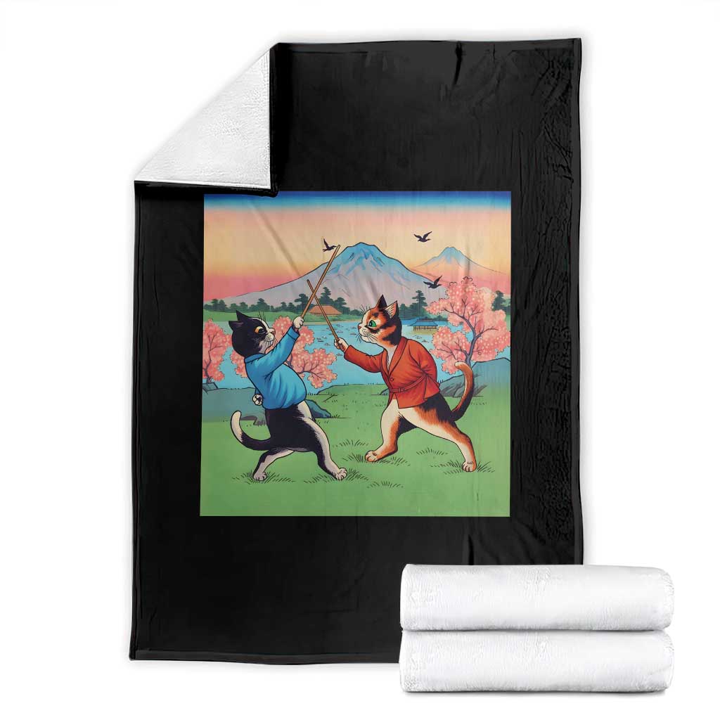 Funny Kendo Cat Throw Blanket Samurai Martial Arts TS14 Black Print Your Wear
