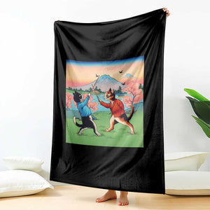 Funny Kendo Cat Throw Blanket Samurai Martial Arts TS14 Print Your Wear