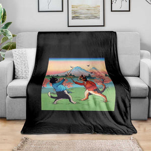 Funny Kendo Cat Throw Blanket Samurai Martial Arts TS14 Print Your Wear
