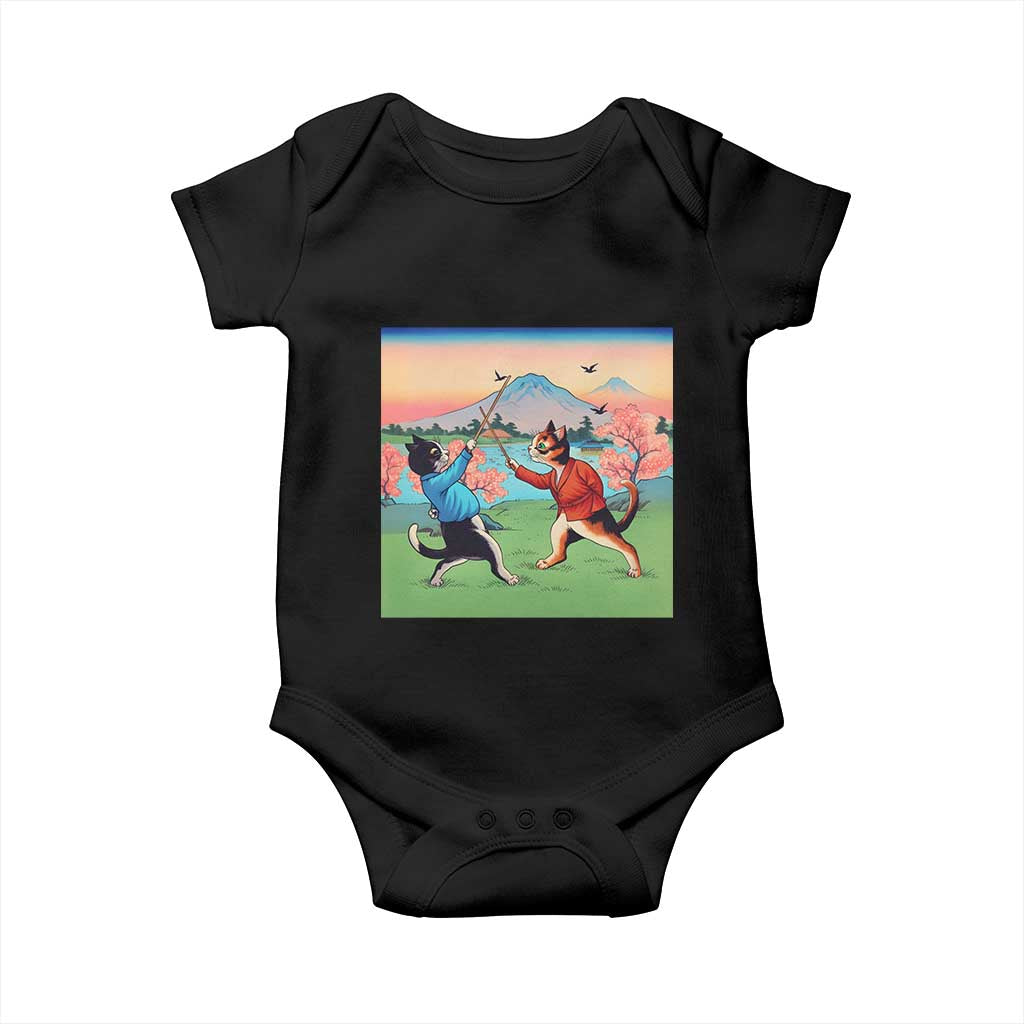 Funny Kendo Cat Baby Onesie Samurai Martial Arts TS14 Black Print Your Wear