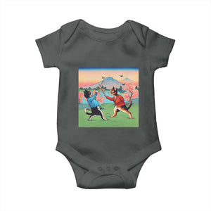 Funny Kendo Cat Baby Onesie Samurai Martial Arts TS14 Dark Heather Print Your Wear