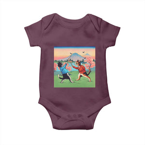 Funny Kendo Cat Baby Onesie Samurai Martial Arts TS14 Maroon Print Your Wear